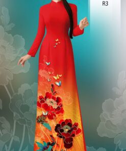 Vải áo dài hoa 3d ad 46130