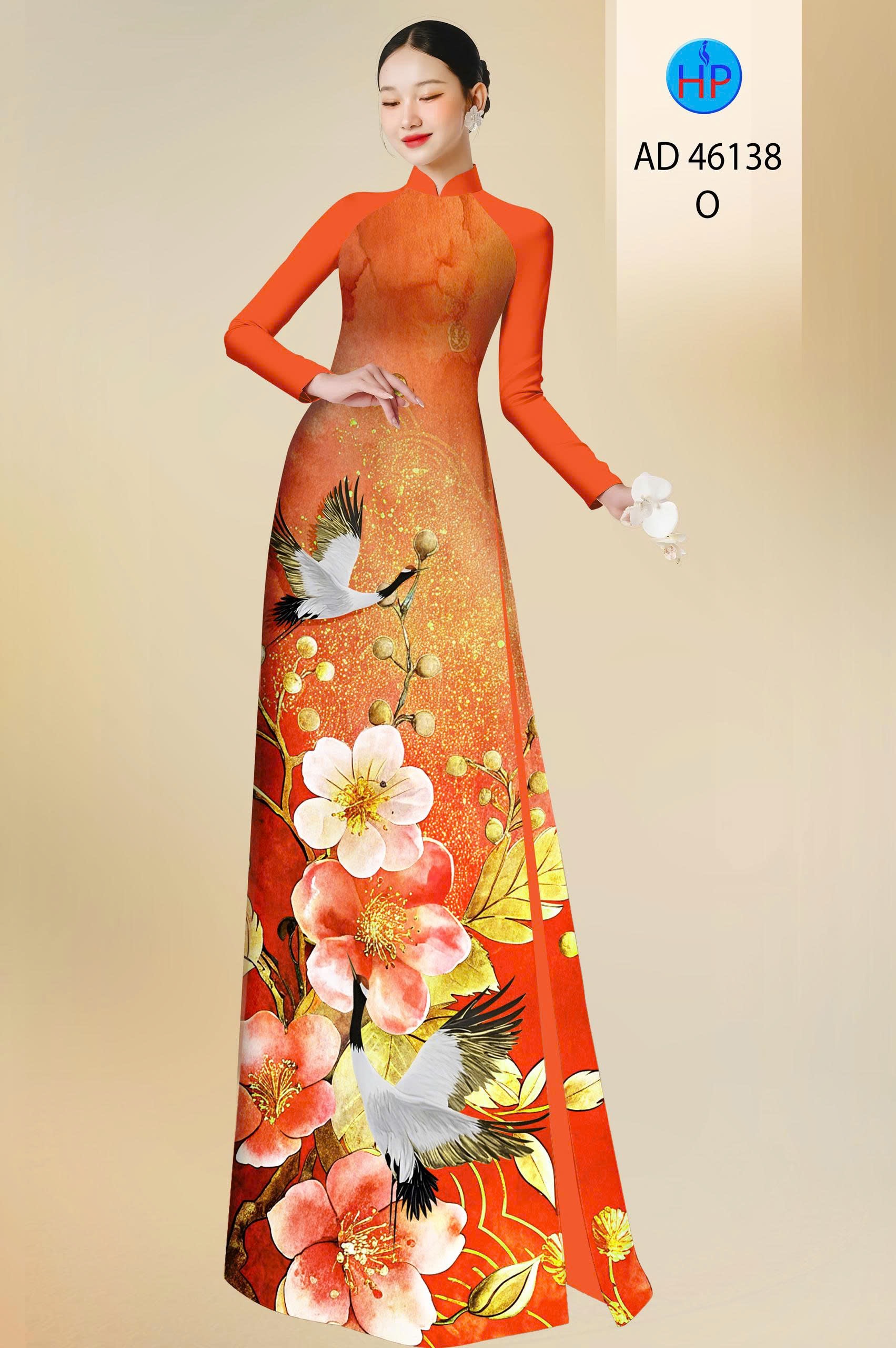 Vải áo dài hoa 3d Ad 46138
