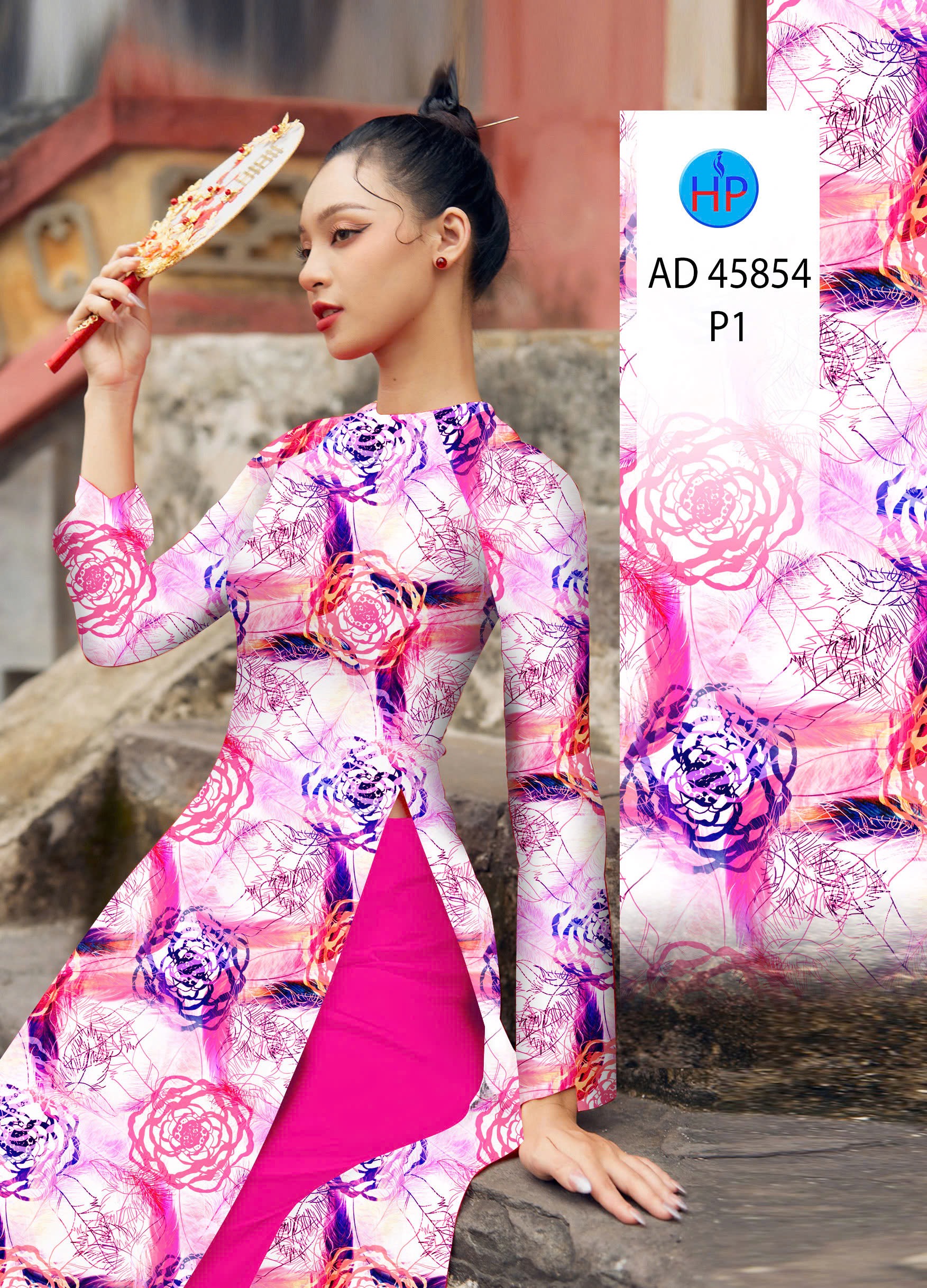 Vải áo dài hoa văn đều ad 45854