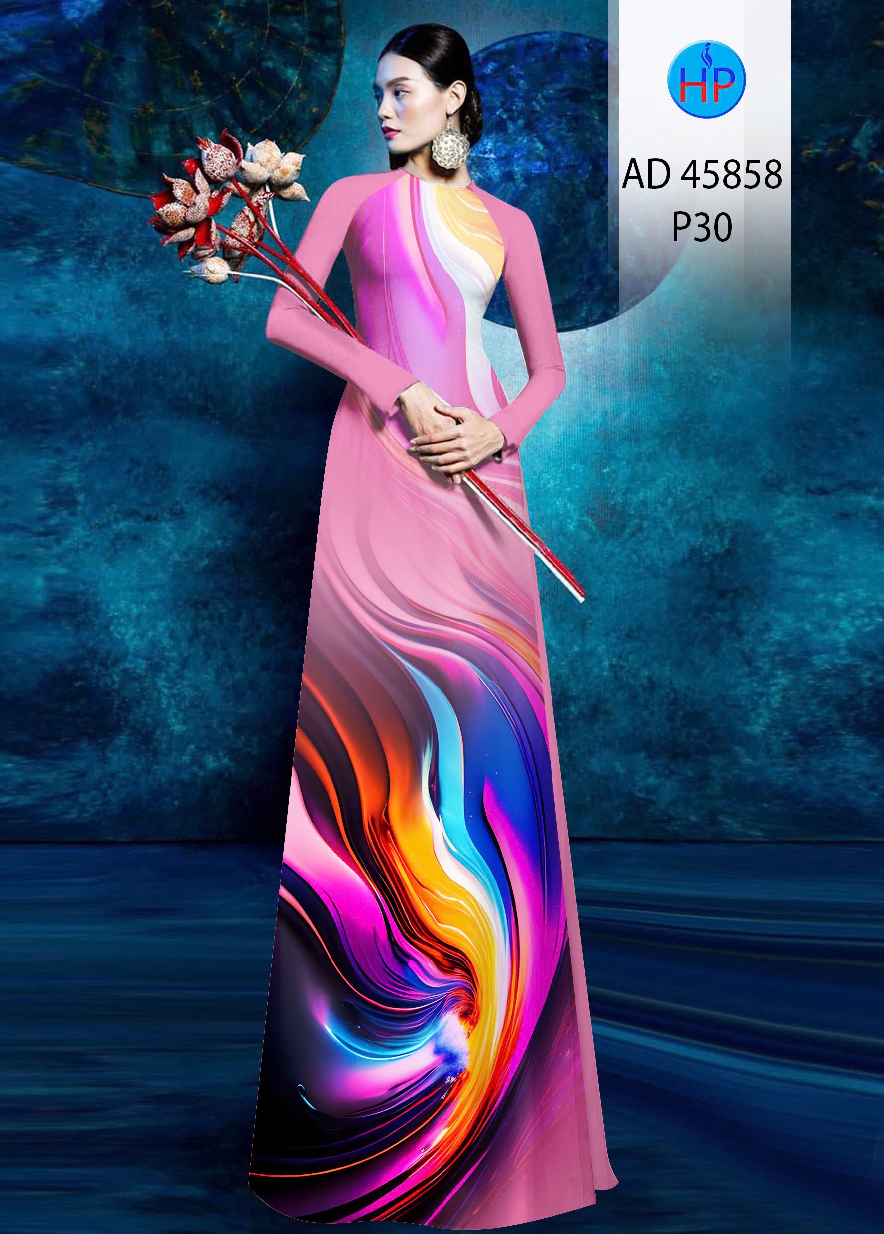 Vải áo dài hoa văn ad 45858