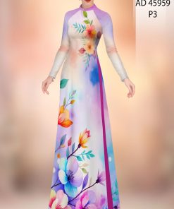 Vải áo dài hoa 3d ad 45959