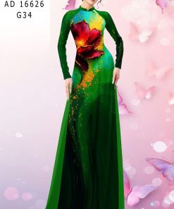 Vải áo dài hoa ngay eo ad 16626