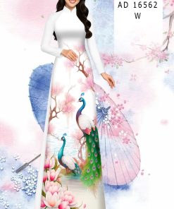 Vải áo dài chim công ad 16562
