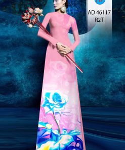 Vải áo dài hoa hồng ad 46117
