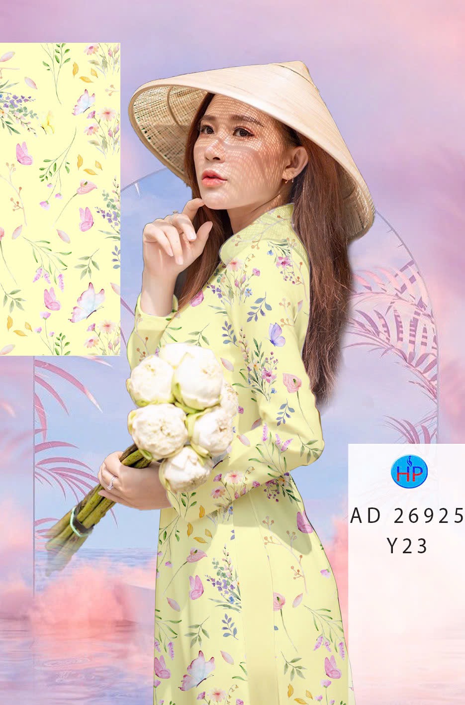 Vải áo dài hoa đều ad 26925
