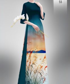 Vải áo dài phong cảnh ad 46134
