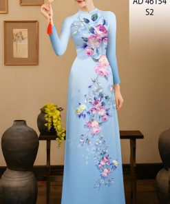 Vải áo dài hoa rơi ad 46154