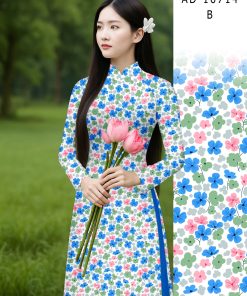Vải áo dài hoa nguyên áo ad 16714