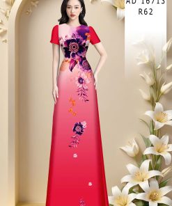 Vải áo dài hoa 3d ad 16713