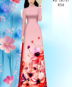 Vải áo dài hoa 3d ad 16757