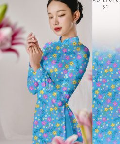 Vải áo dài hoa 3d ad 27018